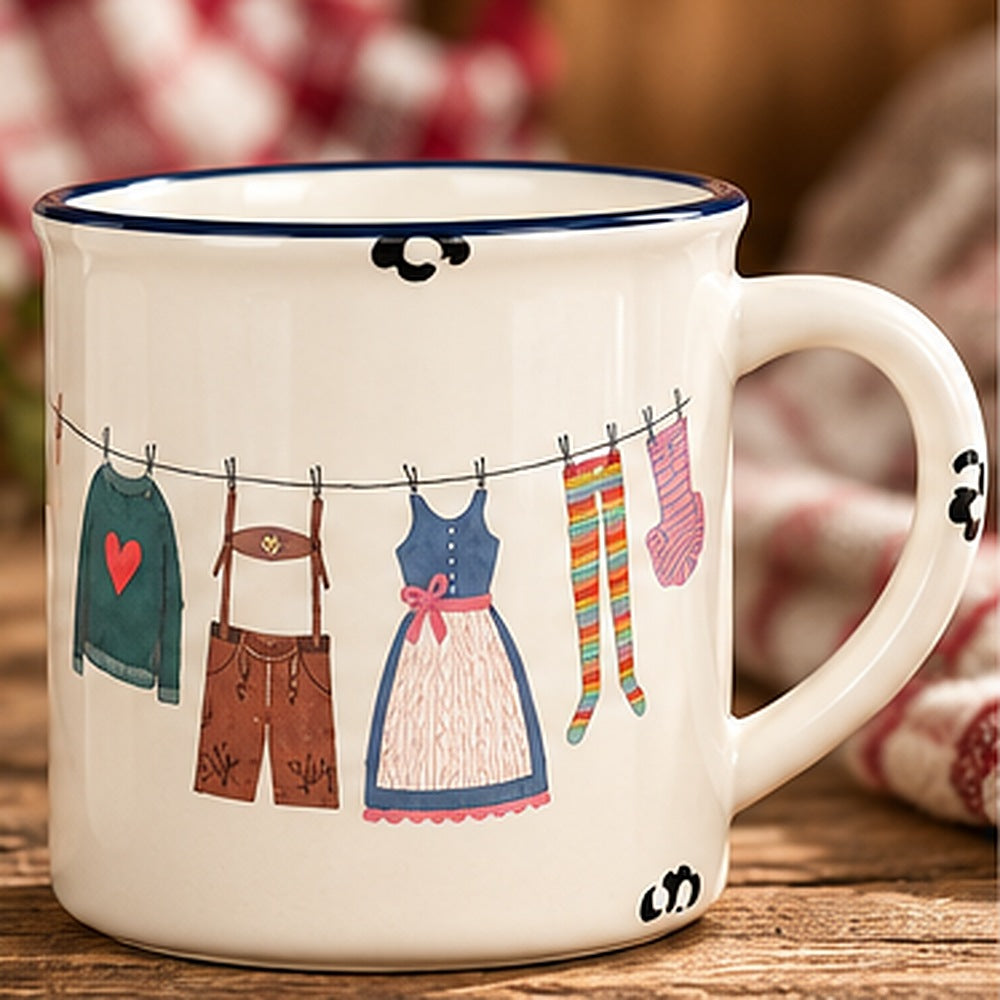 Tasse Wäscheleine, Emaille-Look