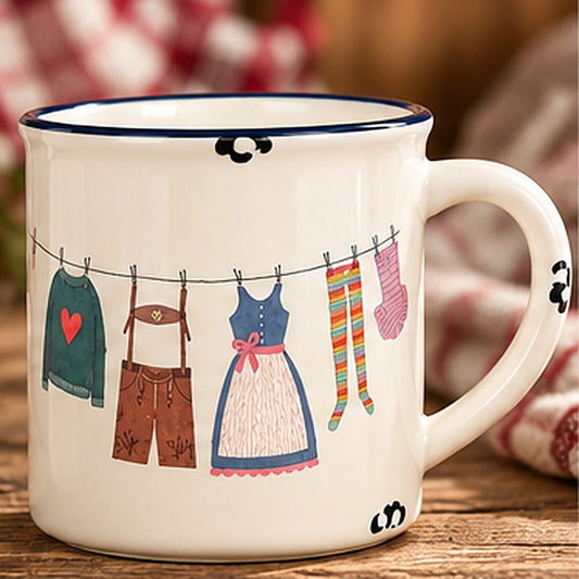 Tasse Wäscheleine, Emaille-Look