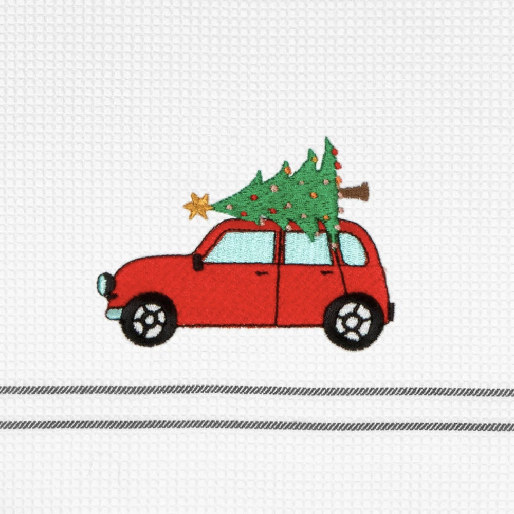 Geschirrtuch Auto mit Christbaum