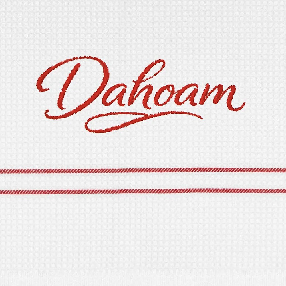 Geschirrtuch Dahoam mit roter Stickerei