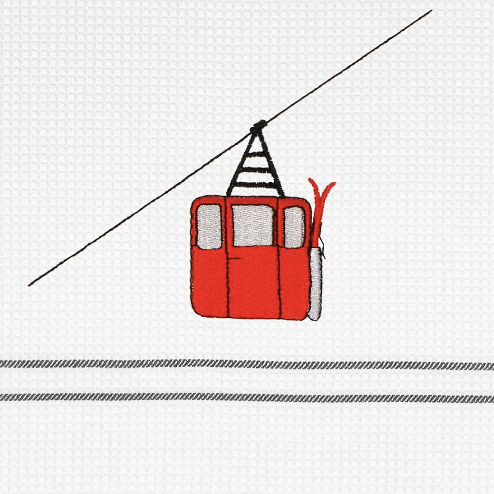 Geschirrtuch Gondel mit roter Seilbahn