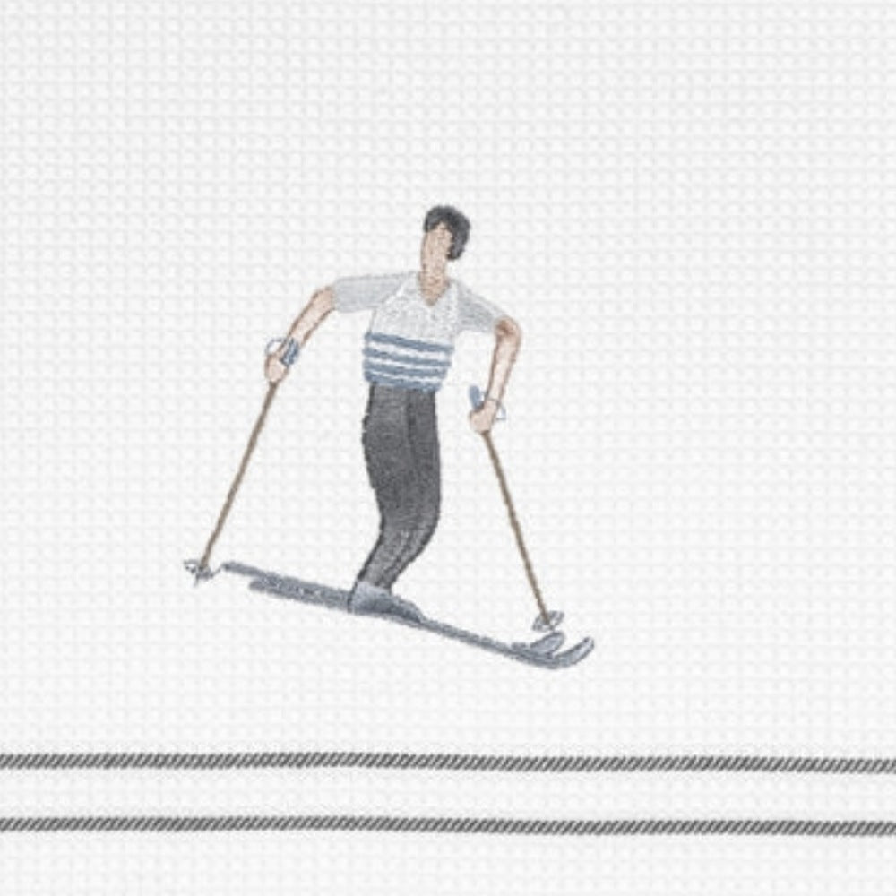 Geschirrtuch Skifahrer Retro
