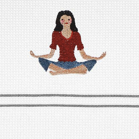 Geschirrtuch Yoga mit Yogini im Lotussitz