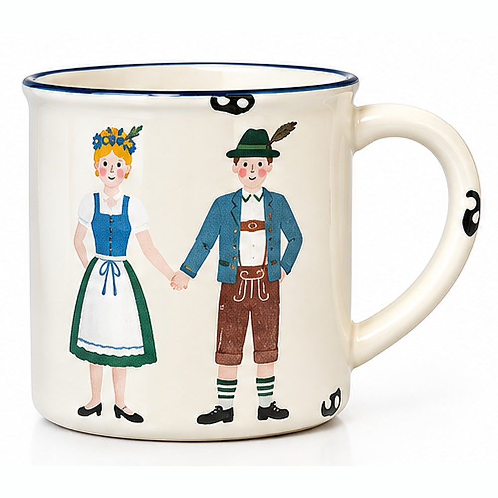 Tasse Trachtenpaar, Emaille-Look