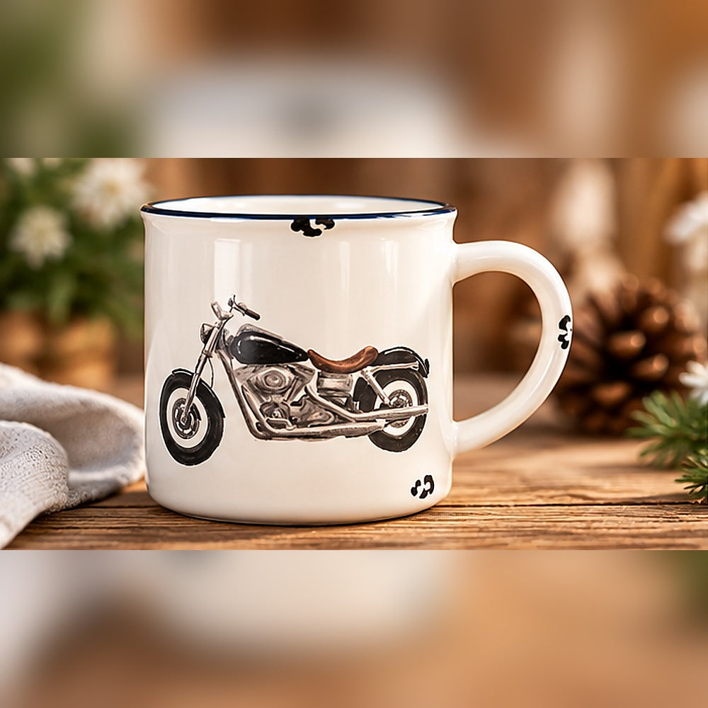 Becher Motorrad, Emaille-Look